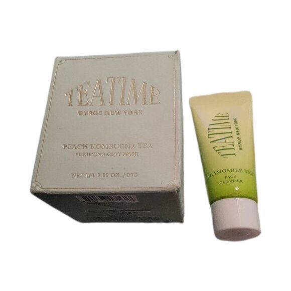 BNIB~BYROE NY Peach Kombucha Tea Clay Mask & Bonus Chamomile Face Cleanser - Picture 1 of 2